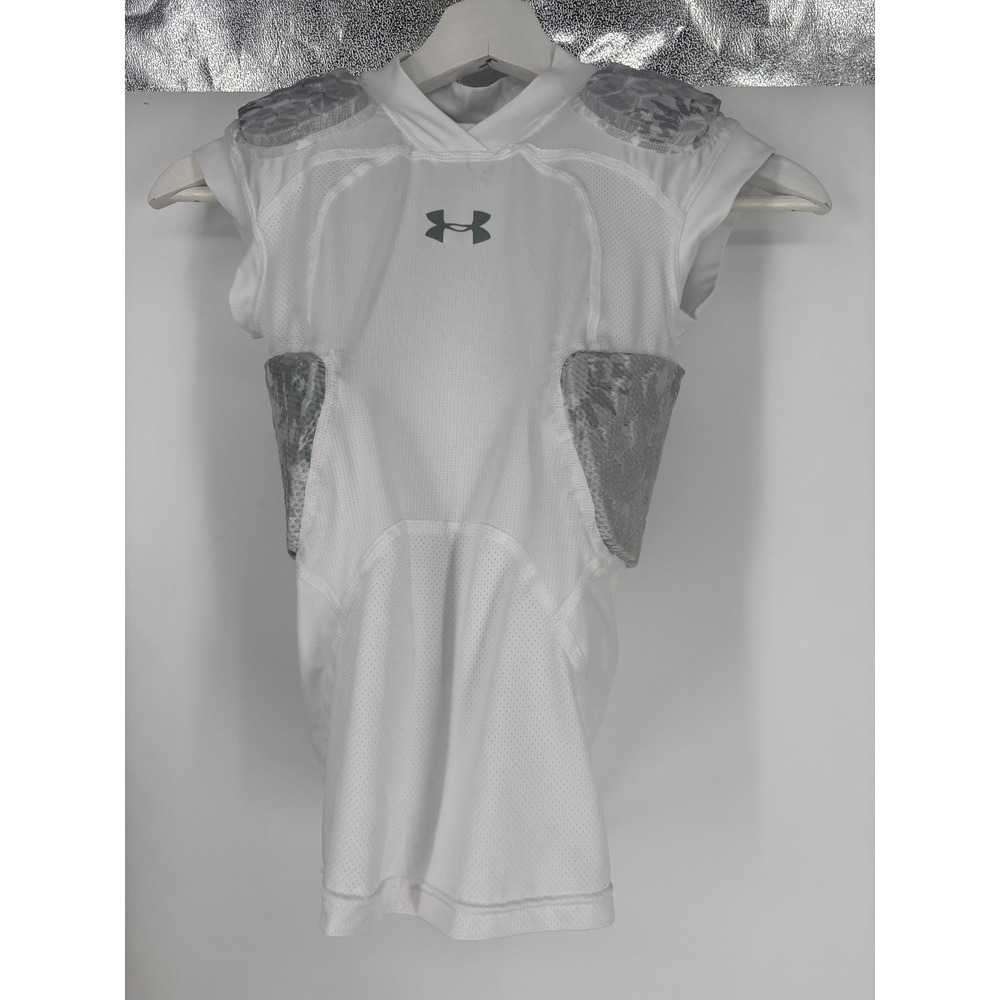 Under‎ Armour Padded Football Shirt Youth Size Medium White HeatGear Compression